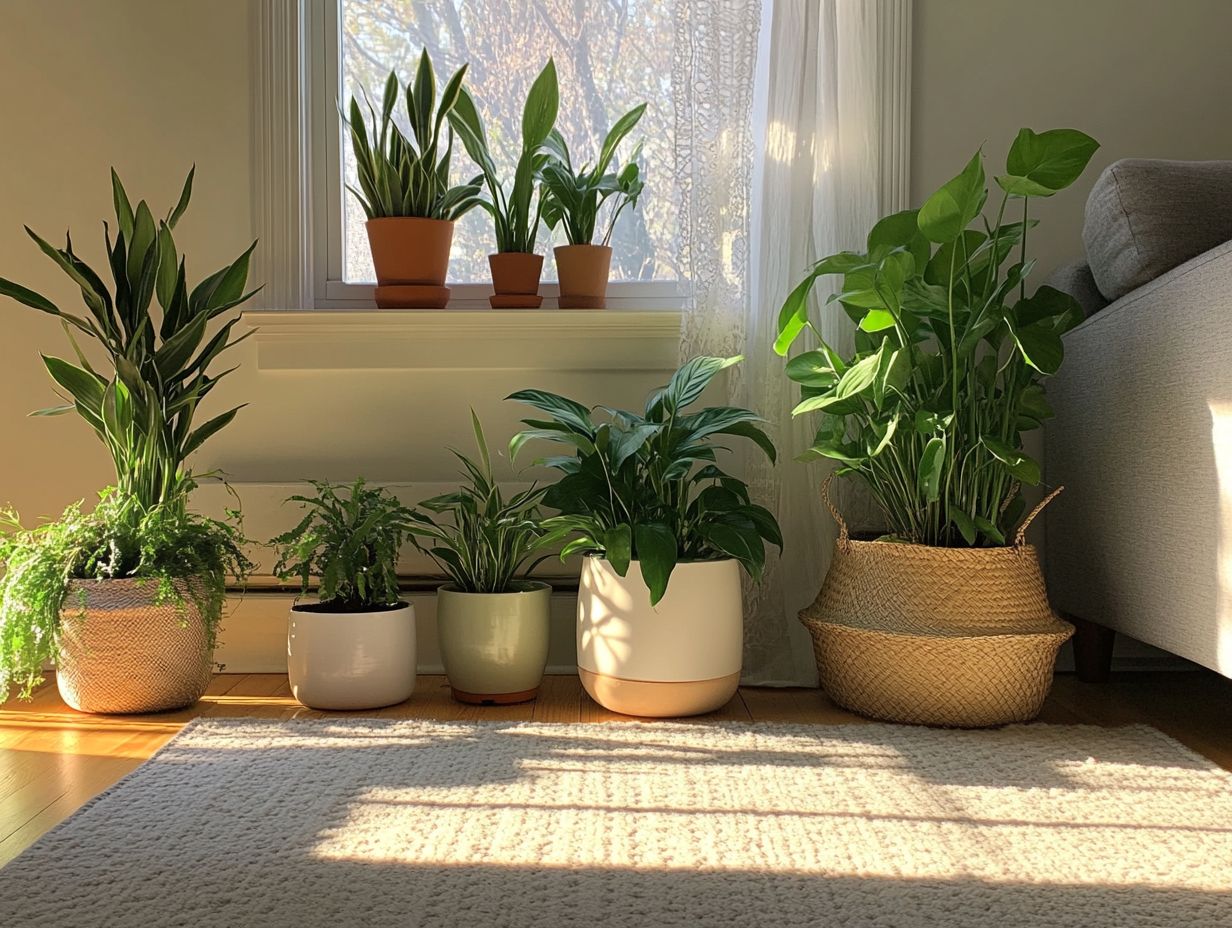 Indoor plants purifying air in a home setting