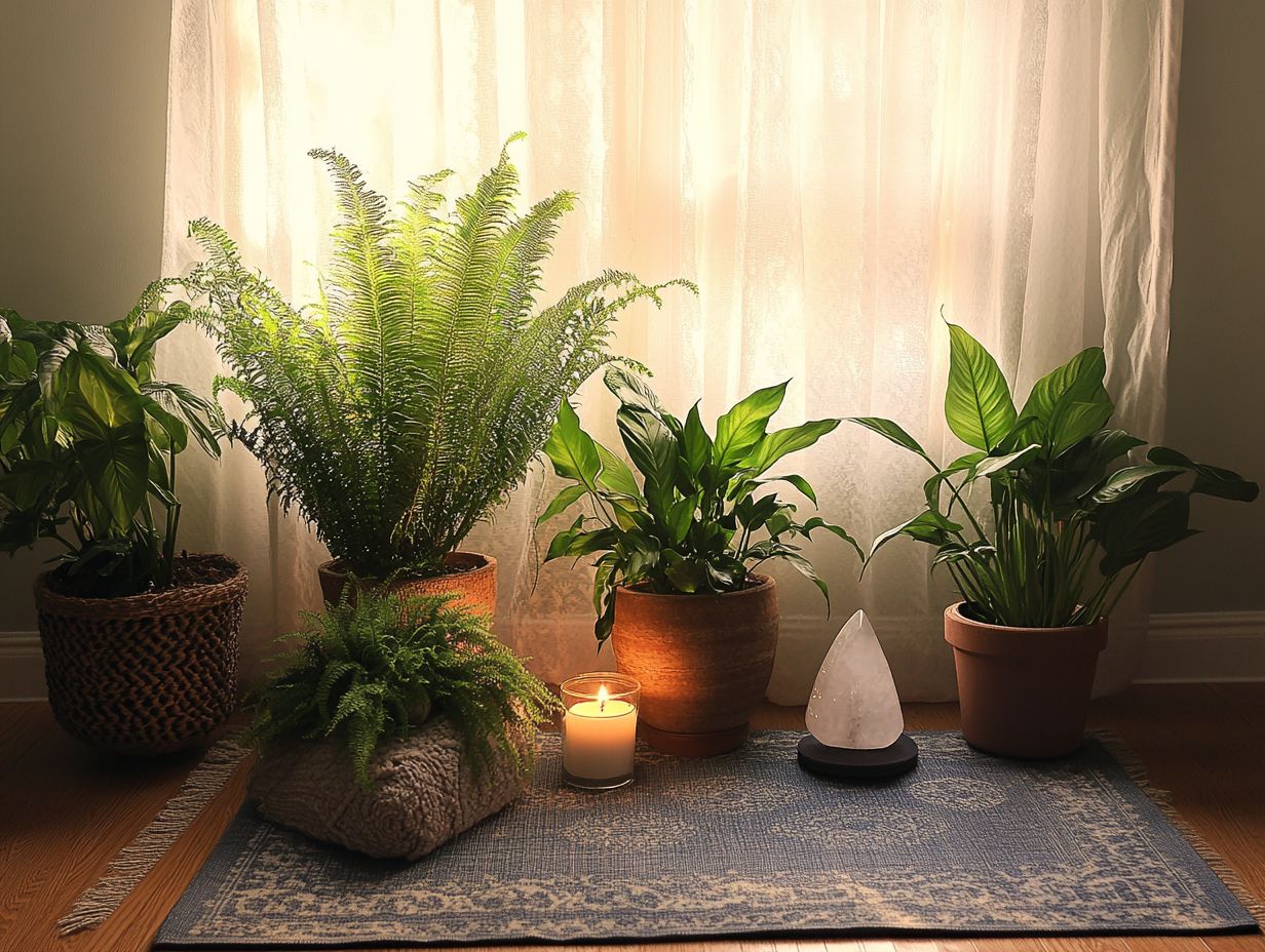 Indoor plants enhancing meditation practice