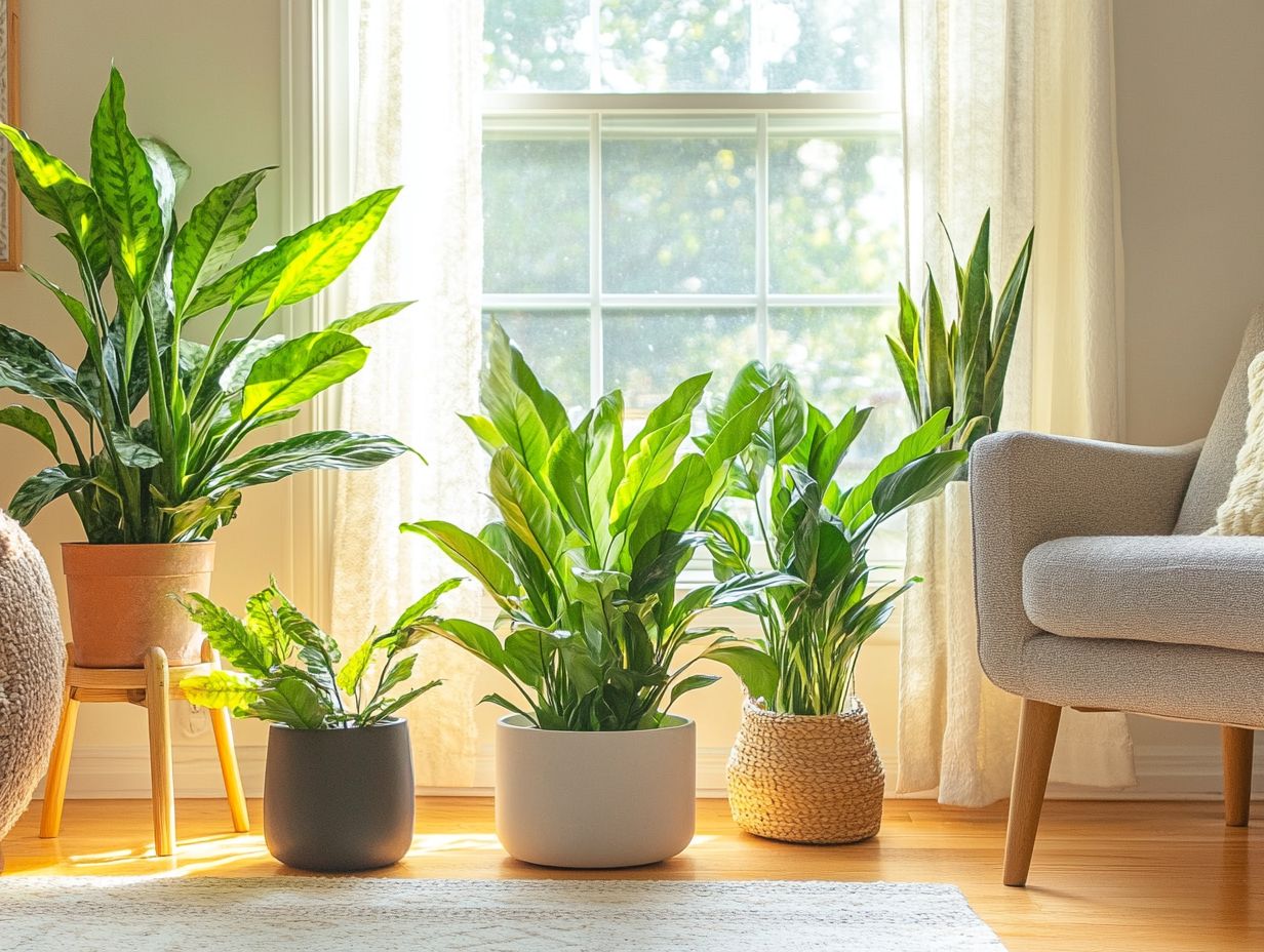 Top 5 indoor plants that thrive in natural light with images of each plant.