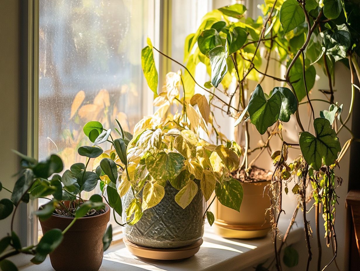 Illustration of signs of indoor plant distress