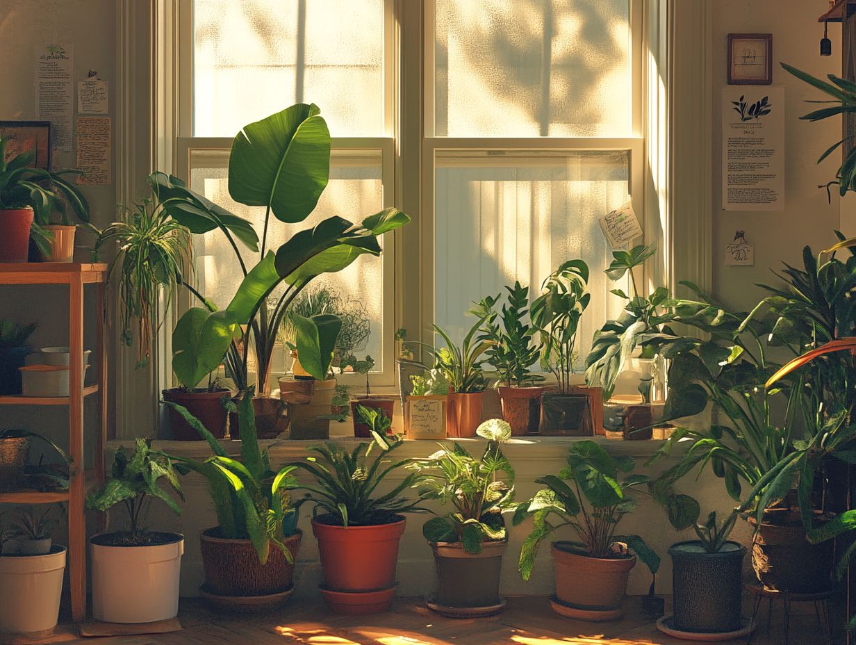 Diagram showing the importance of light for indoor plants.