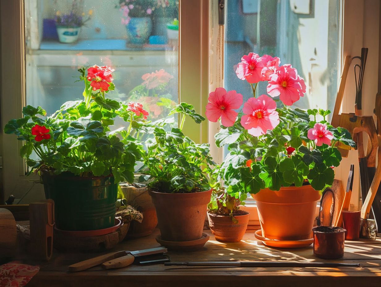 An illustration of common pests and diseases affecting geraniums