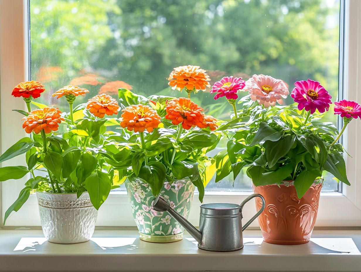 What are some key things to know about caring for indoor zinnias?