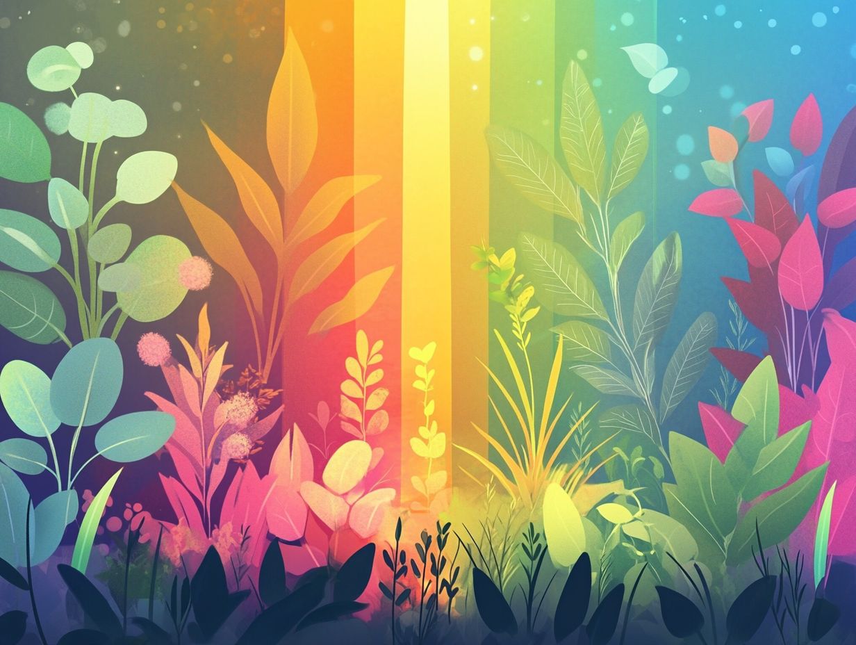 What are the different colors in the light spectrum and how do they affect plants?