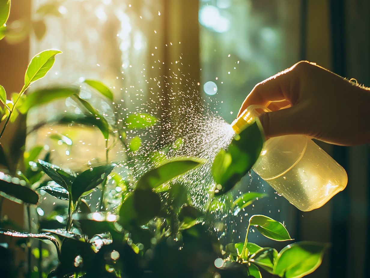 A demonstration of using a spray bottle to water plants.