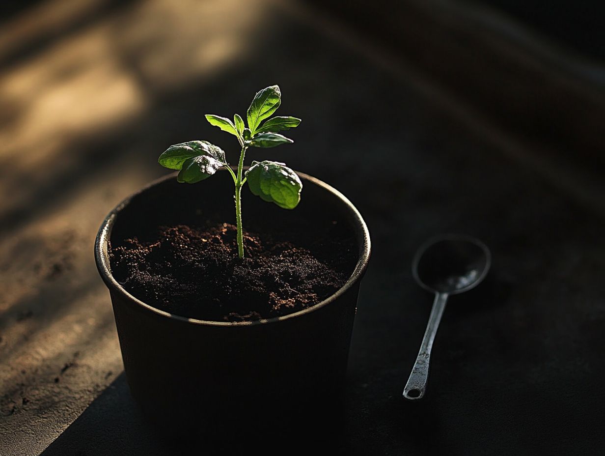 A gardener applying coffee grounds to enrich soil