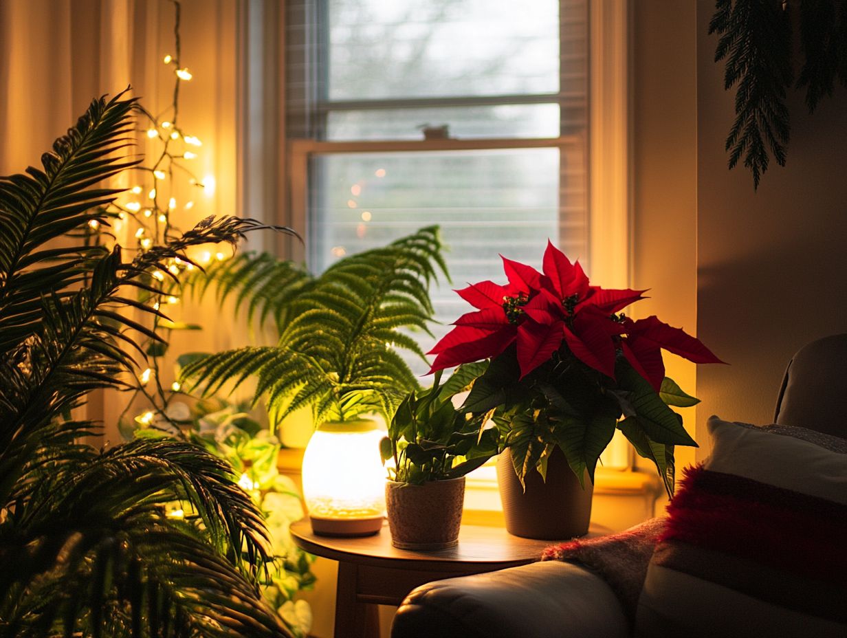 Creative ways to use indoor plants in holiday decorations.