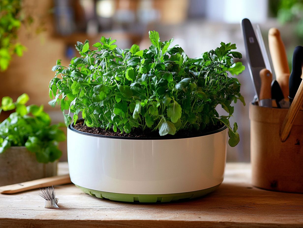 A collection of self-watering pots