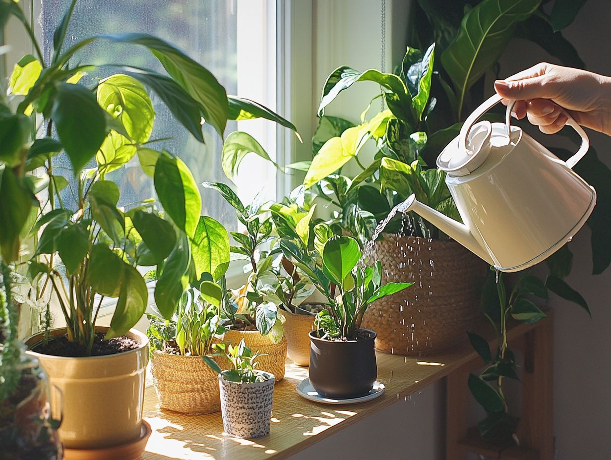 Signs of overwatering indoor plants include yellowing leaves, wilting, and musty soil smell.