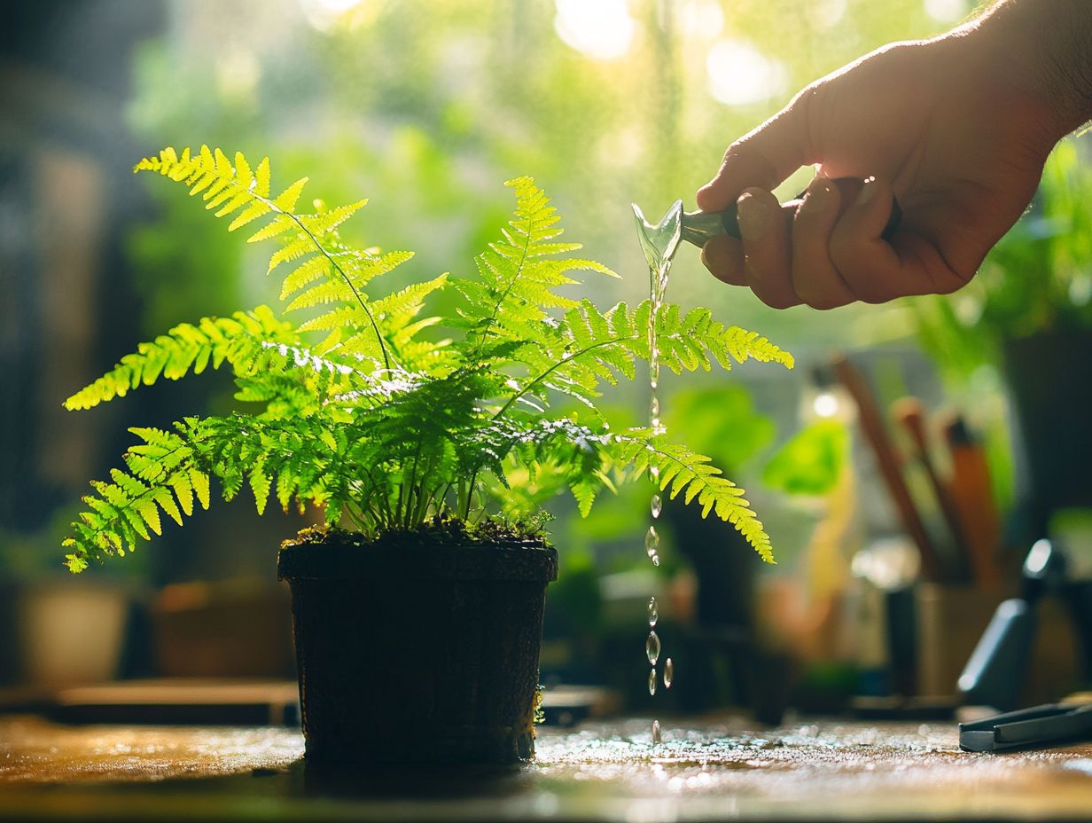 Infographic on watering techniques for ferns