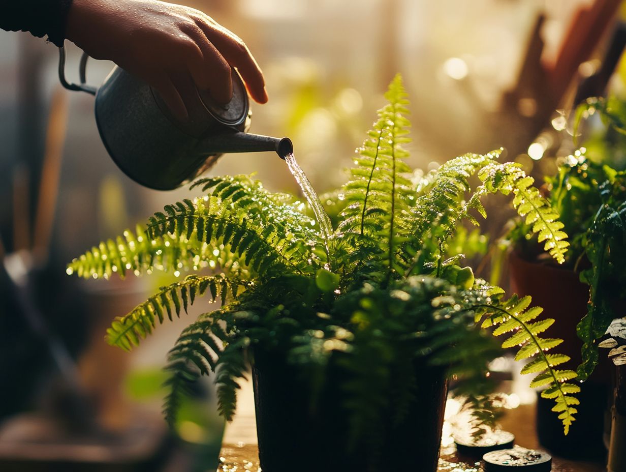 Illustration of Optimal Watering Techniques for Healthy Ferns