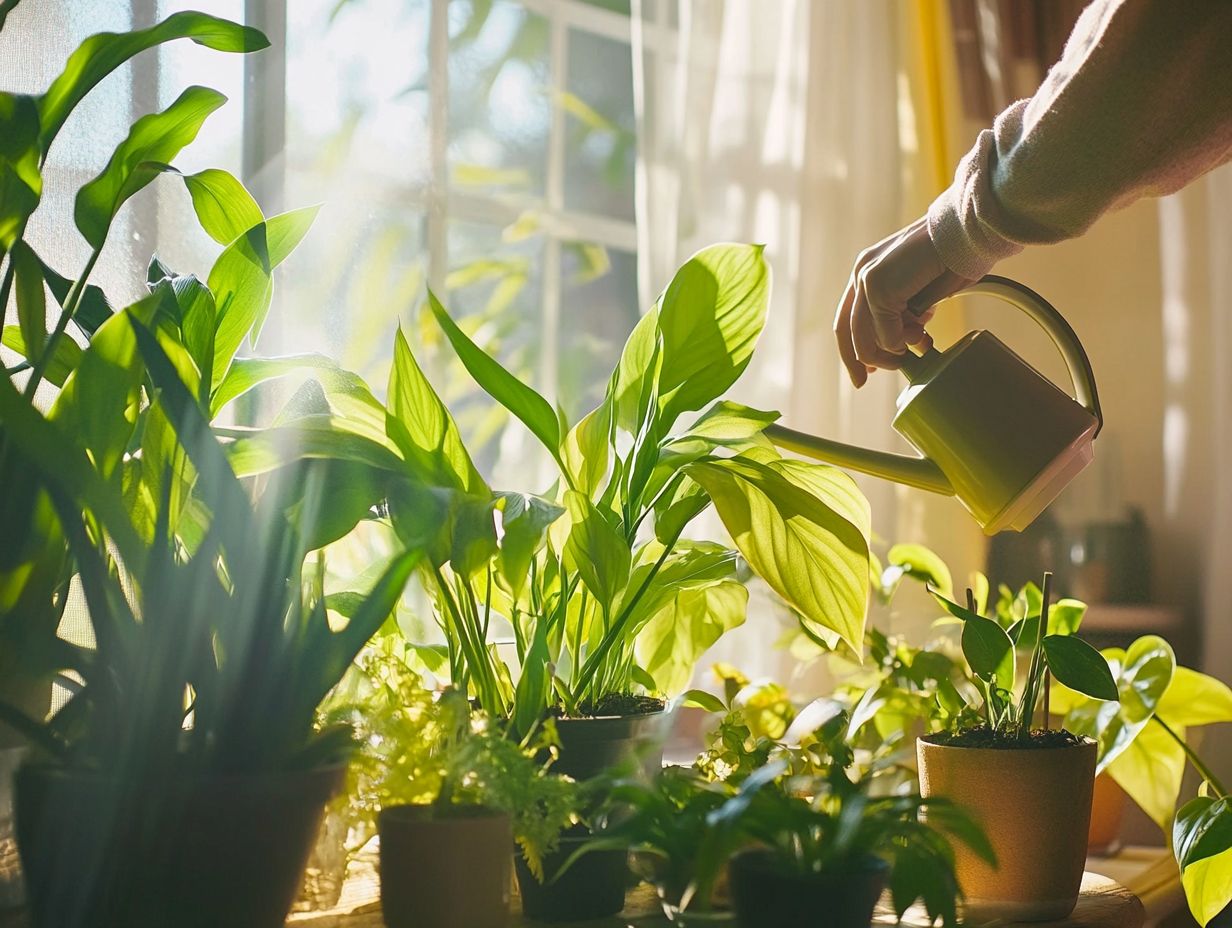 A serene indoor space filled with plants promoting relaxation