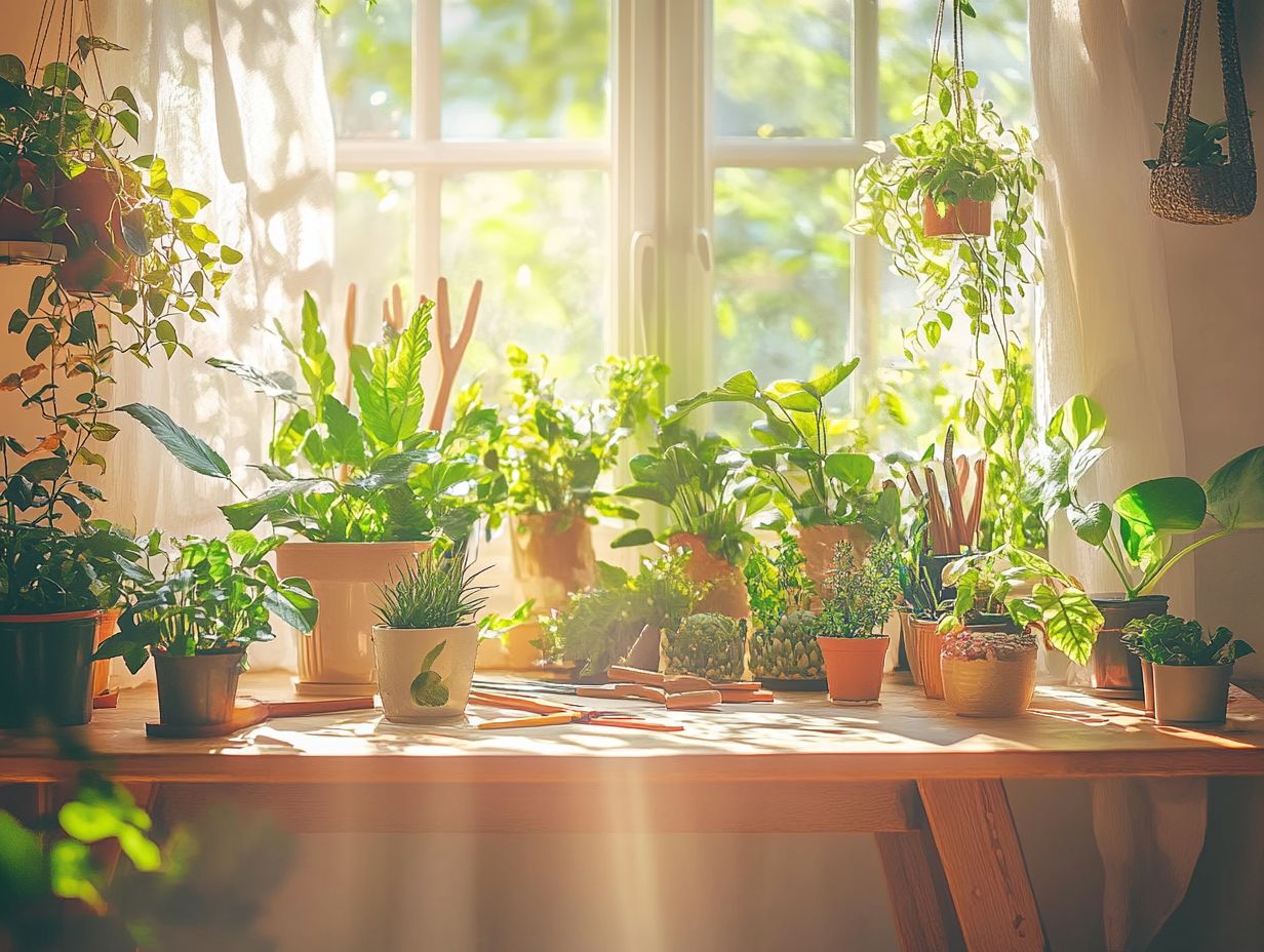 Illustration of sustainable indoor gardening practices