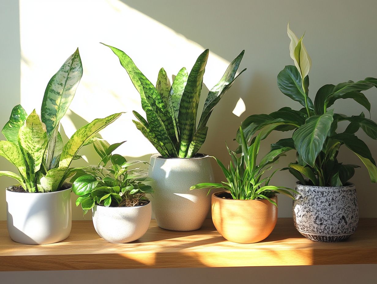 Illustration of the best indoor plants that improve air quality.