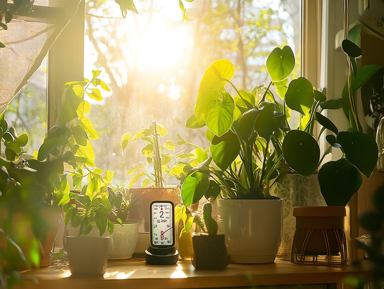 Healthy tropical plants thriving in warm indoor conditions