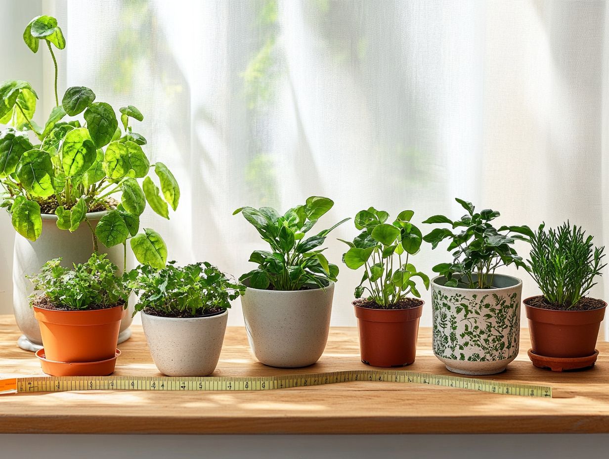 Image showing the best pot sizes for various indoor plants