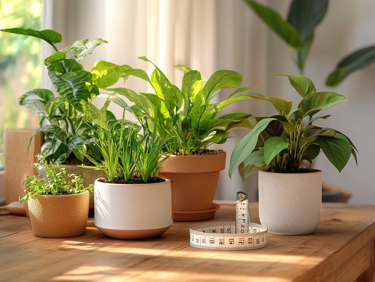 Image showing the best pot sizes for various indoor plants